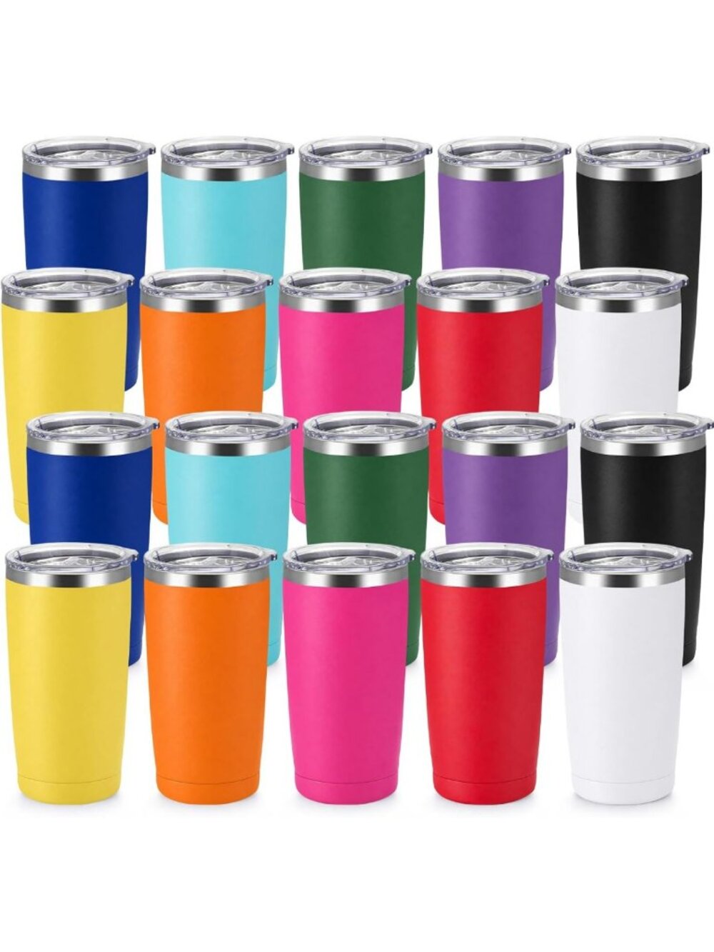 20 Pack Insulated Stainless Steel Tumblers 20oz - Vacuum Travel Mugs, Gift Set